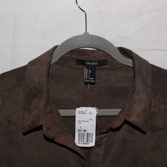 NWT Army Green Suede Button Down - Picture 3 of 3
